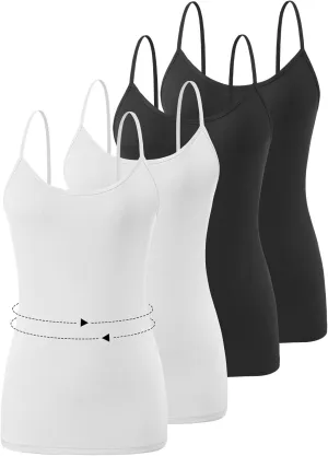 4 PCS Basic Camisoles Tops for Womens Undershirts Adjustable Spaghetti Strap Tanks