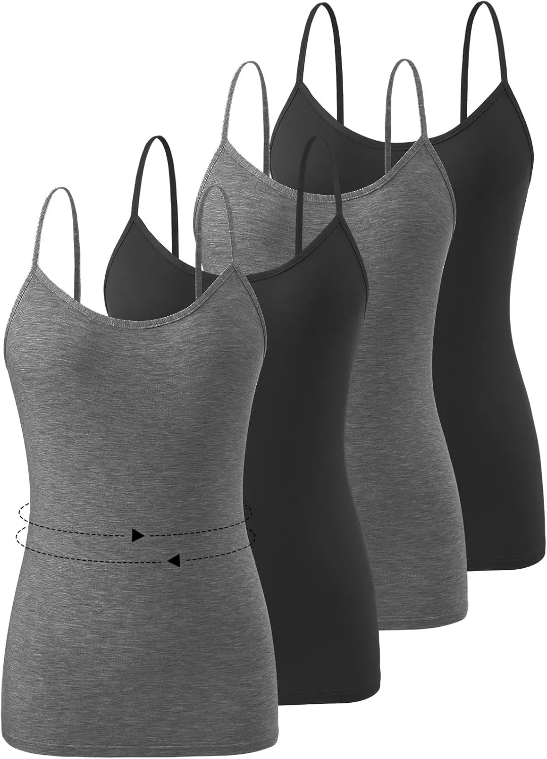 4 PCS Basic Camisoles Tops for Womens Undershirts Adjustable Spaghetti Strap Tanks