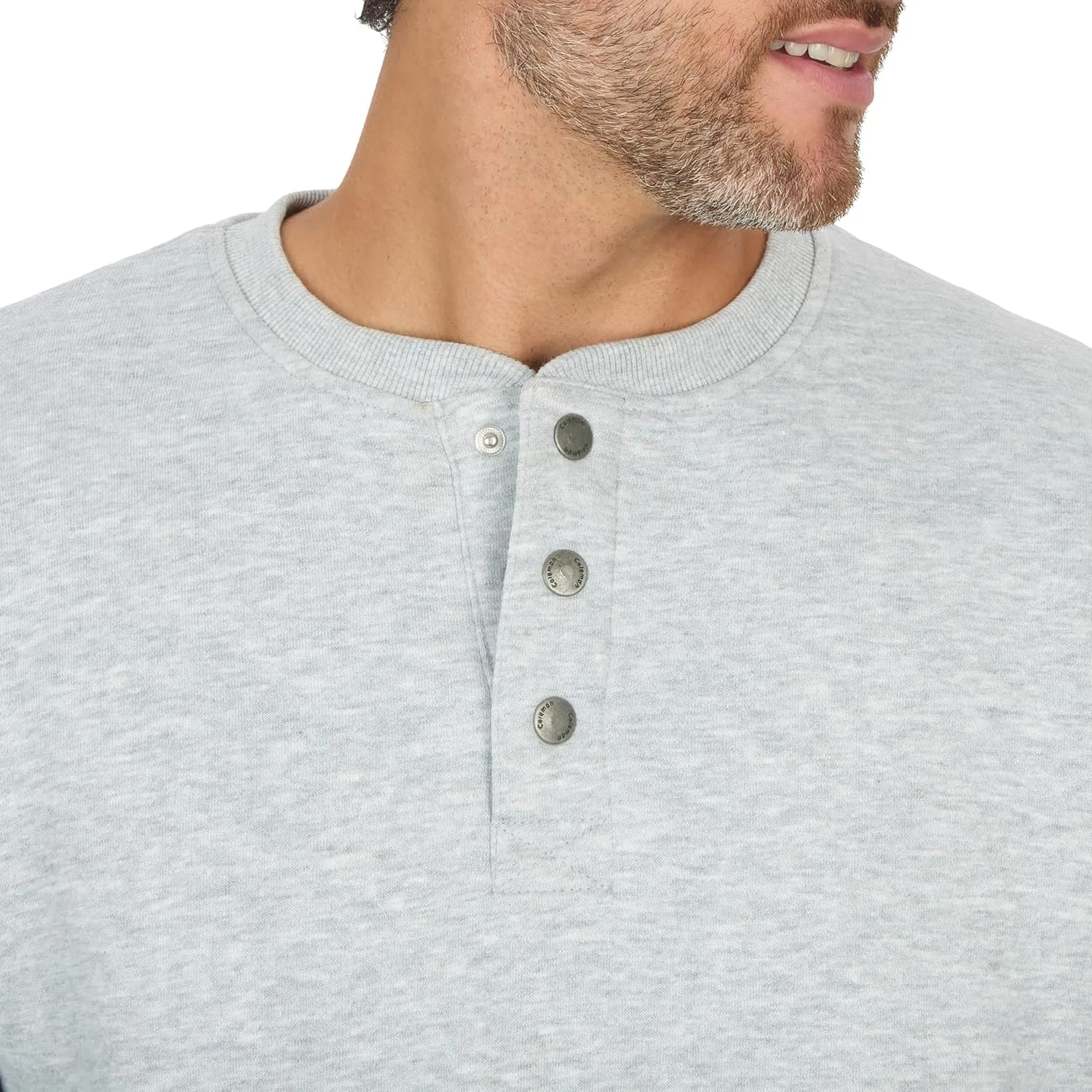 Coleman Men's Long Sleeve Henley Fleece Sweatshirt - 3-Button Placket - Comfortable Cotton Blend for All Seasons