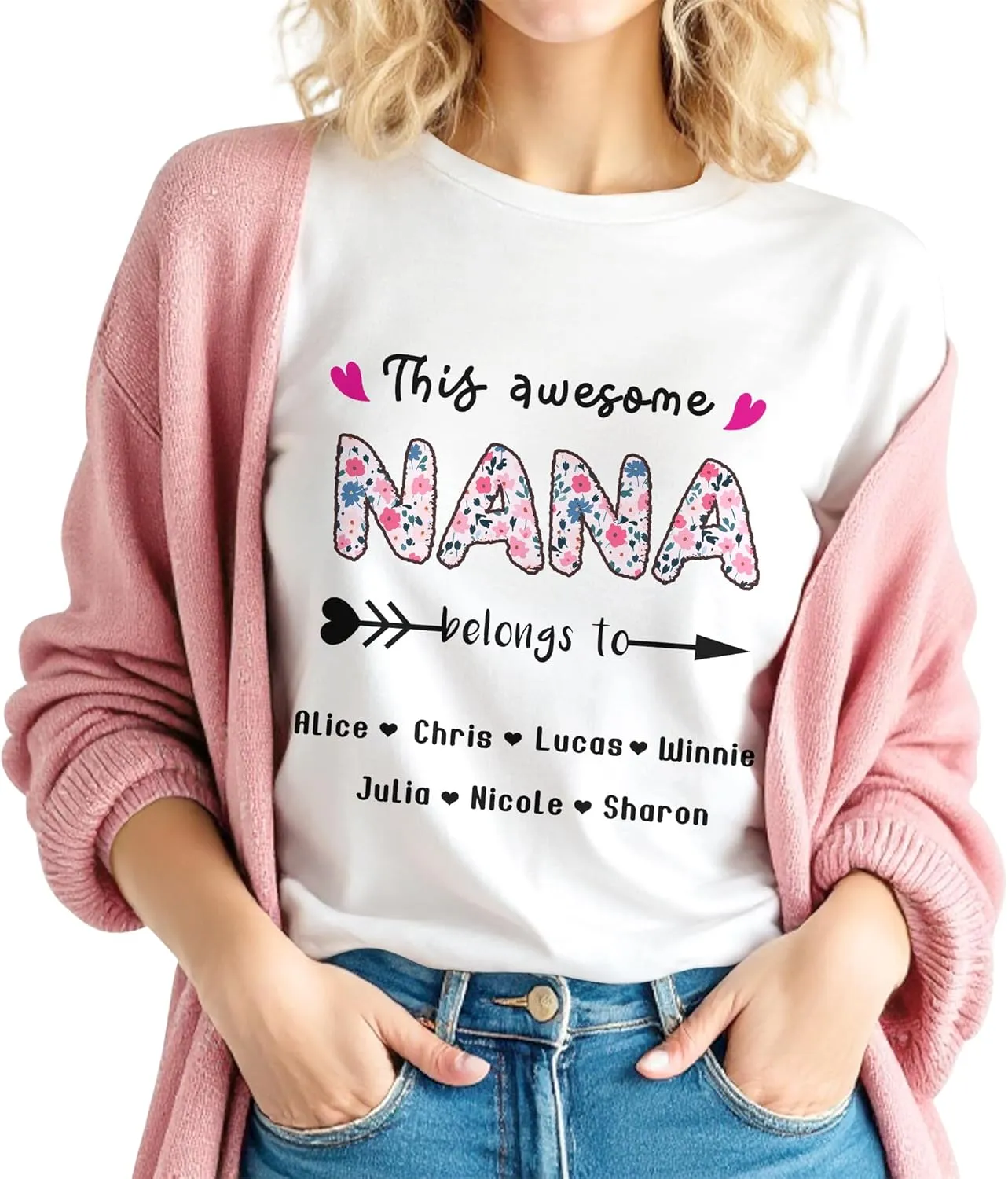 Custom T Shirts for Mom Mama Grandma Personalized Shirt with Photo Customized Name Tee Unique Gifts for Mothers Day