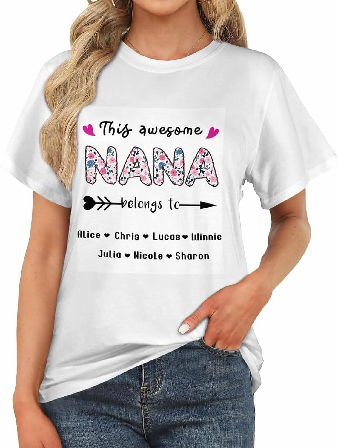 Custom T Shirts for Mom Mama Grandma Personalized Shirt with Photo Customized Name Tee Unique Gifts for Mothers Day