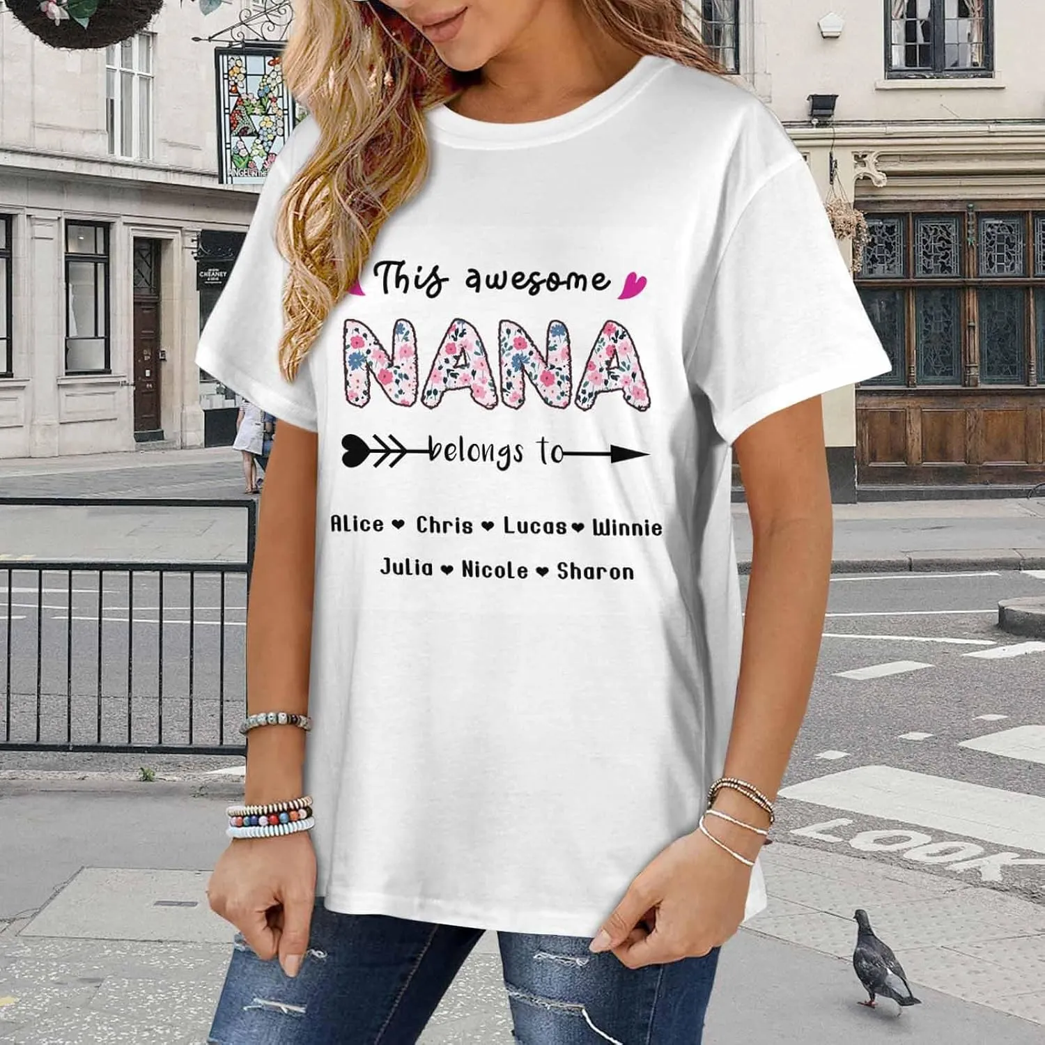 Custom T Shirts for Mom Mama Grandma Personalized Shirt with Photo Customized Name Tee Unique Gifts for Mothers Day