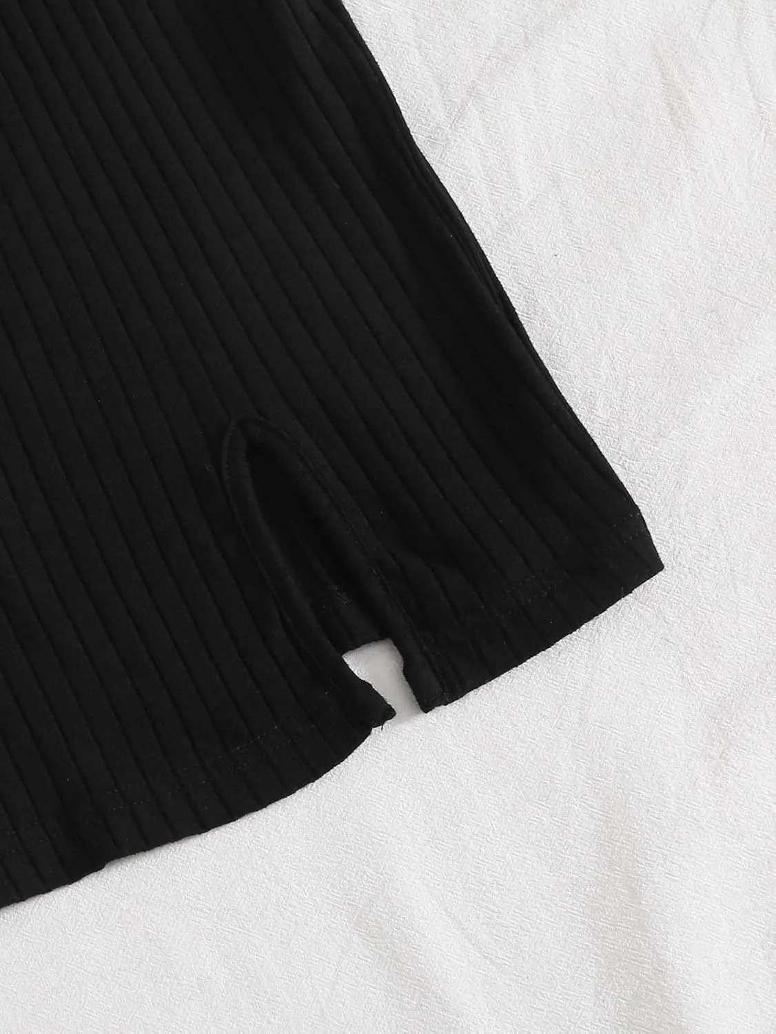 Floerns Women's Casual Solid Sleeveless Cami Split Hem Ribbed Knit Bodycon Mini Dress