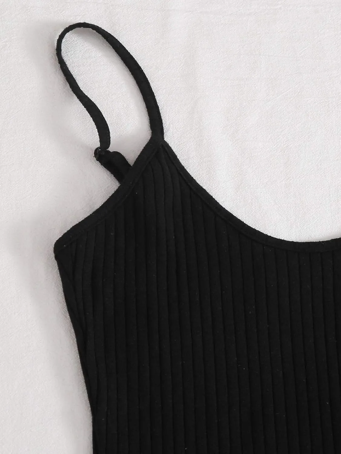 Floerns Women's Casual Solid Sleeveless Cami Split Hem Ribbed Knit Bodycon Mini Dress