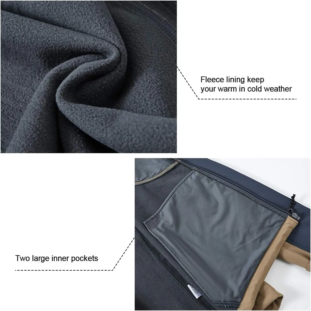 Gopune Men's Lightweight Soft Shell Jacket Fleece Lined Waterproof Hooded Hiking Winter Jacket