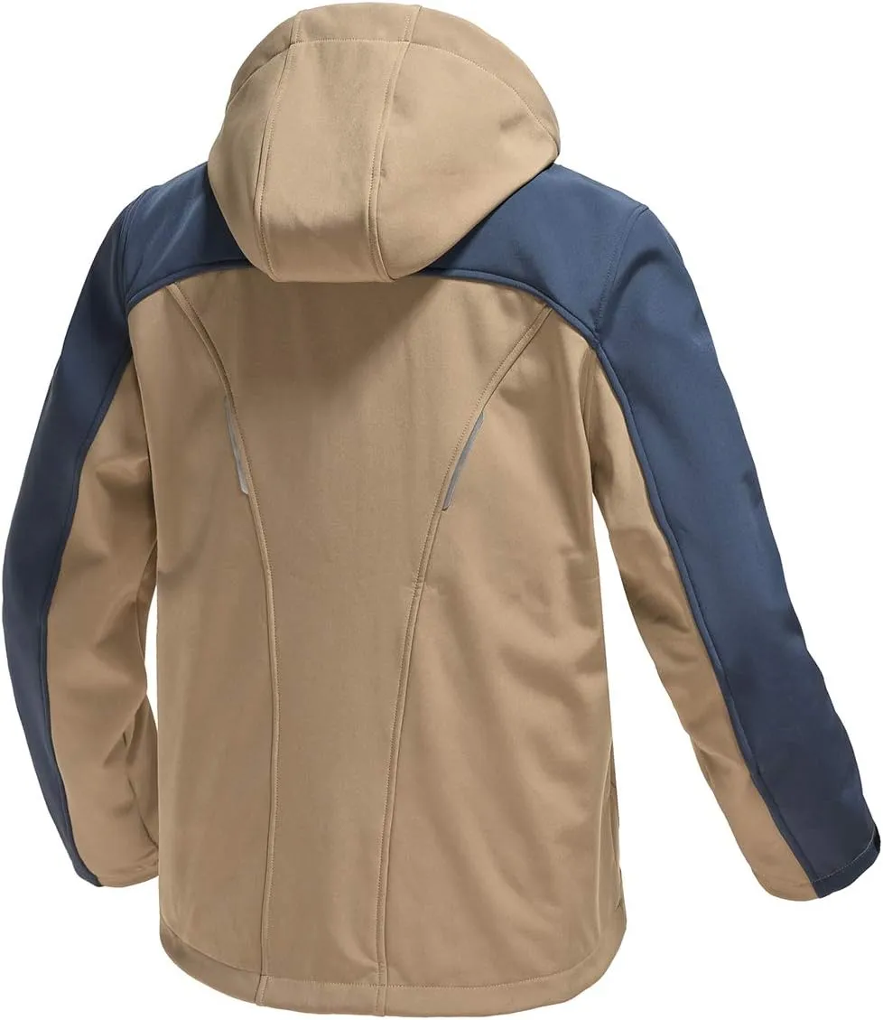 Gopune Men's Lightweight Soft Shell Jacket Fleece Lined Waterproof Hooded Hiking Winter Jacket