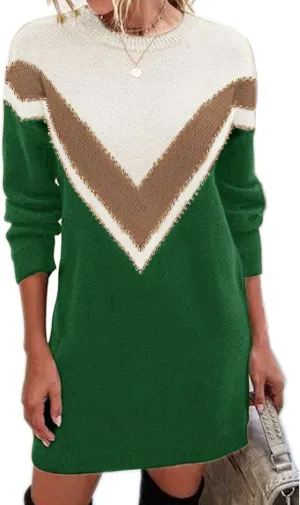 Jayscreate Women's Winter Sweater Dress Casual Long Sleeve Crew Neck Loose Shift Slim Fit Soft Warm Knit Elegant Dress