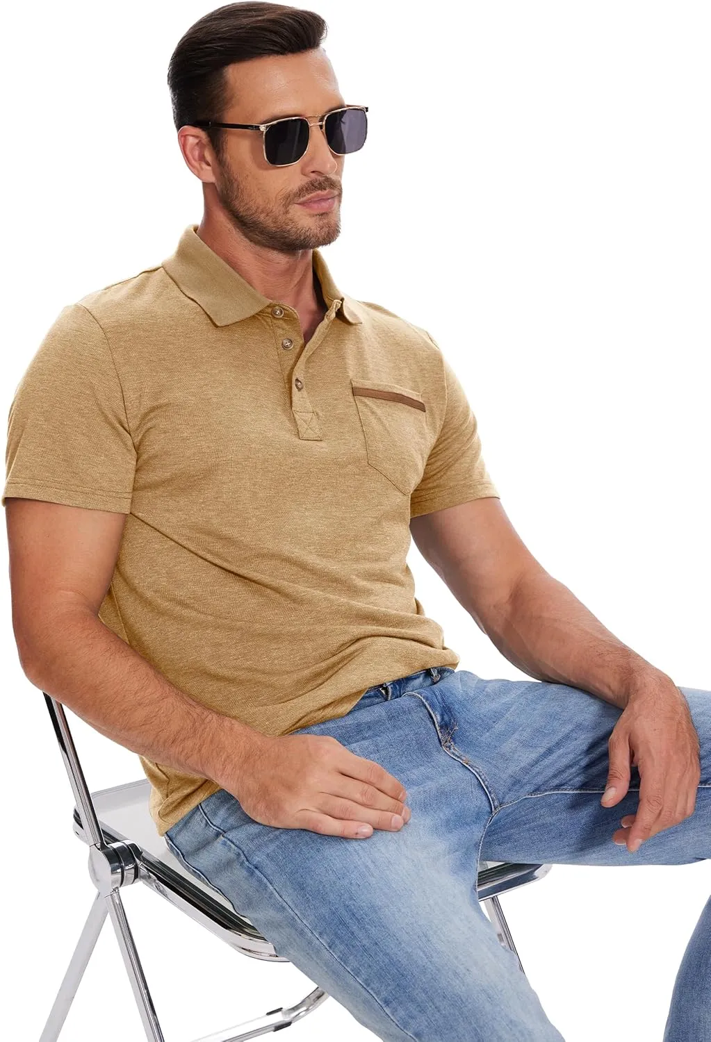 Men's Casual Polo Shirts Short Sleeve Summer Shirts Classic Collared Golf Shirt