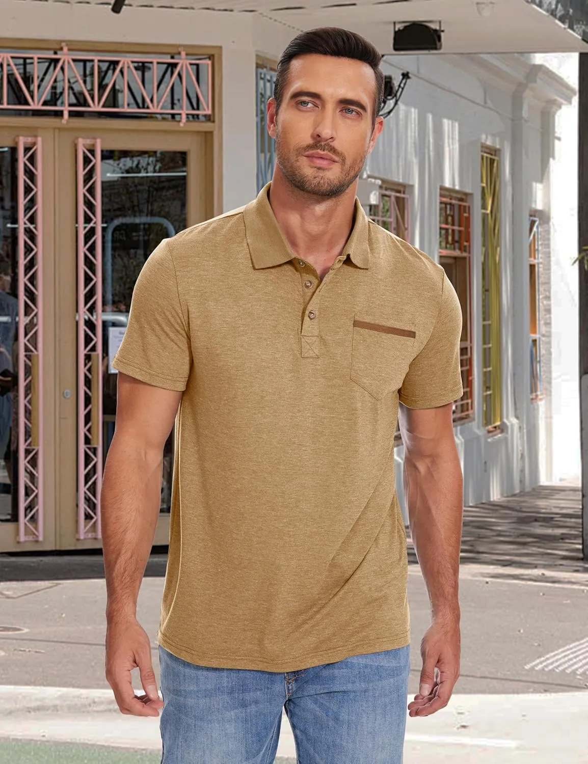 Men's Casual Polo Shirts Short Sleeve Summer Shirts Classic Collared Golf Shirt