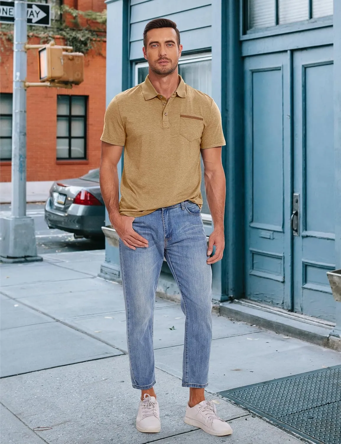 Men's Casual Polo Shirts Short Sleeve Summer Shirts Classic Collared Golf Shirt