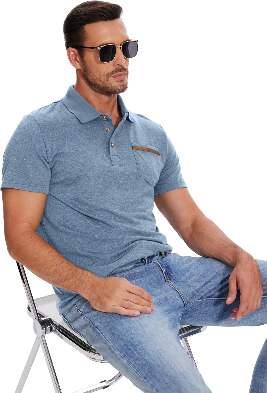 Men's Casual Polo Shirts Short Sleeve Summer Shirts Classic Collared Golf Shirt