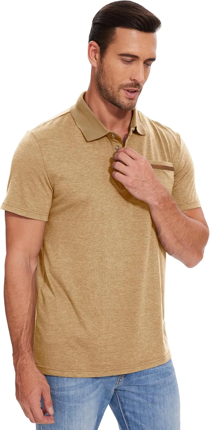 Men's Casual Polo Shirts Short Sleeve Summer Shirts Classic Collared Golf Shirt