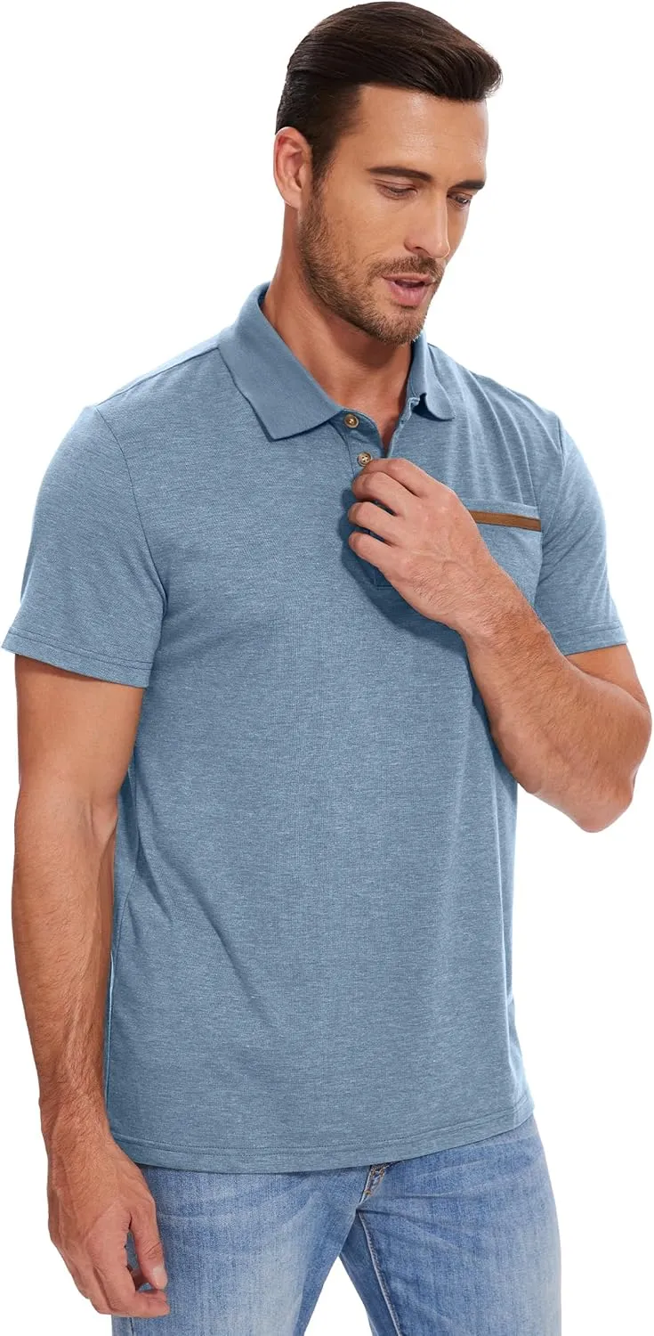 Men's Casual Polo Shirts Short Sleeve Summer Shirts Classic Collared Golf Shirt