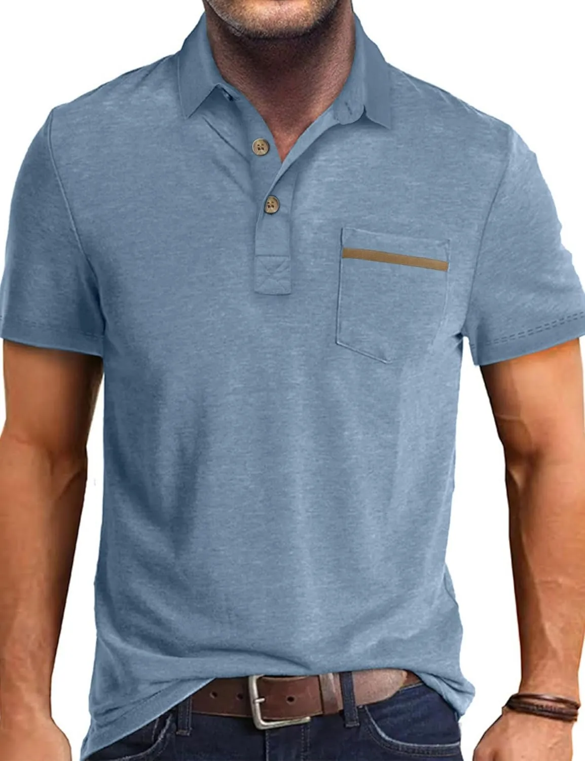 Men's Casual Polo Shirts Short Sleeve Summer Shirts Classic Collared Golf Shirt