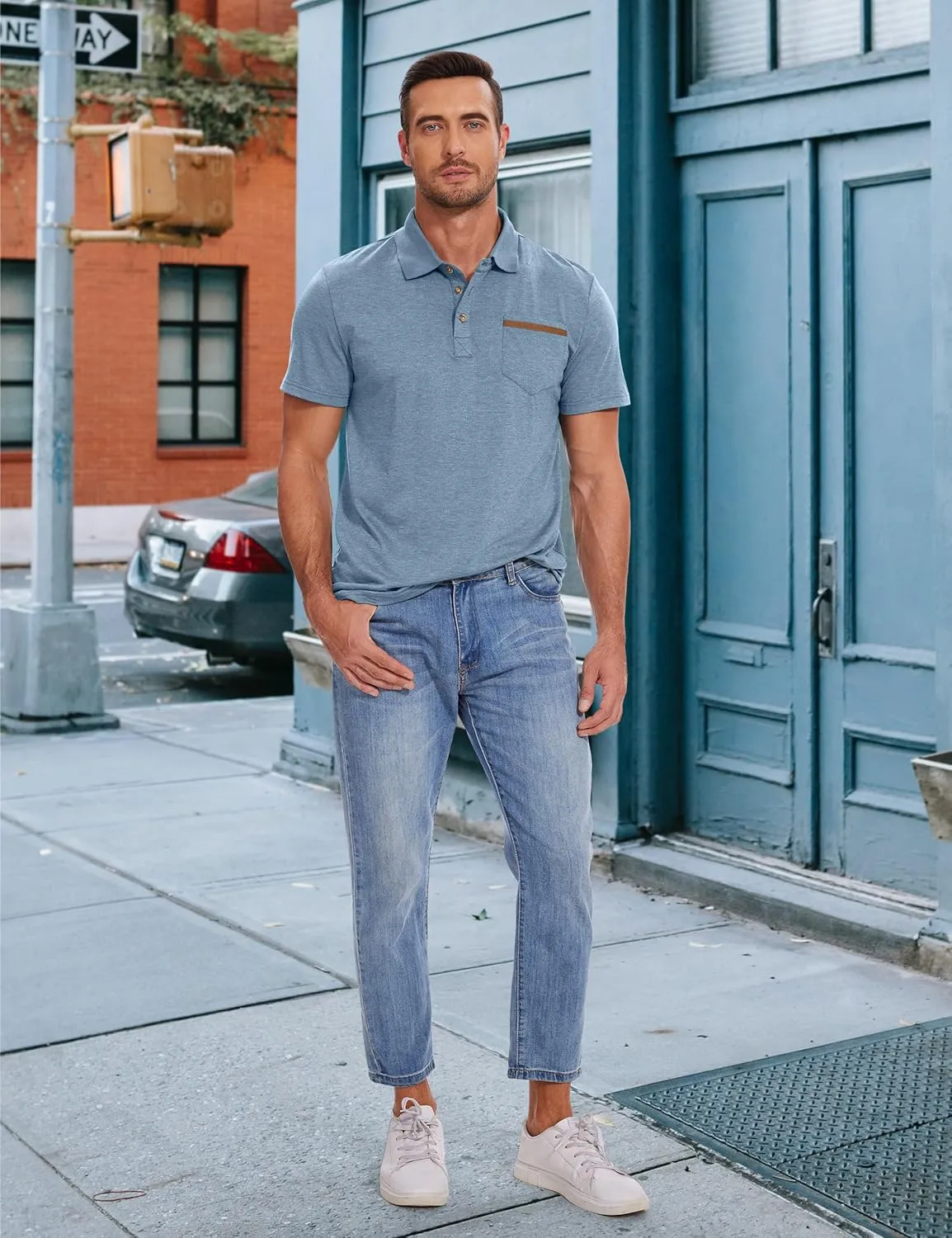 Men's Casual Polo Shirts Short Sleeve Summer Shirts Classic Collared Golf Shirt