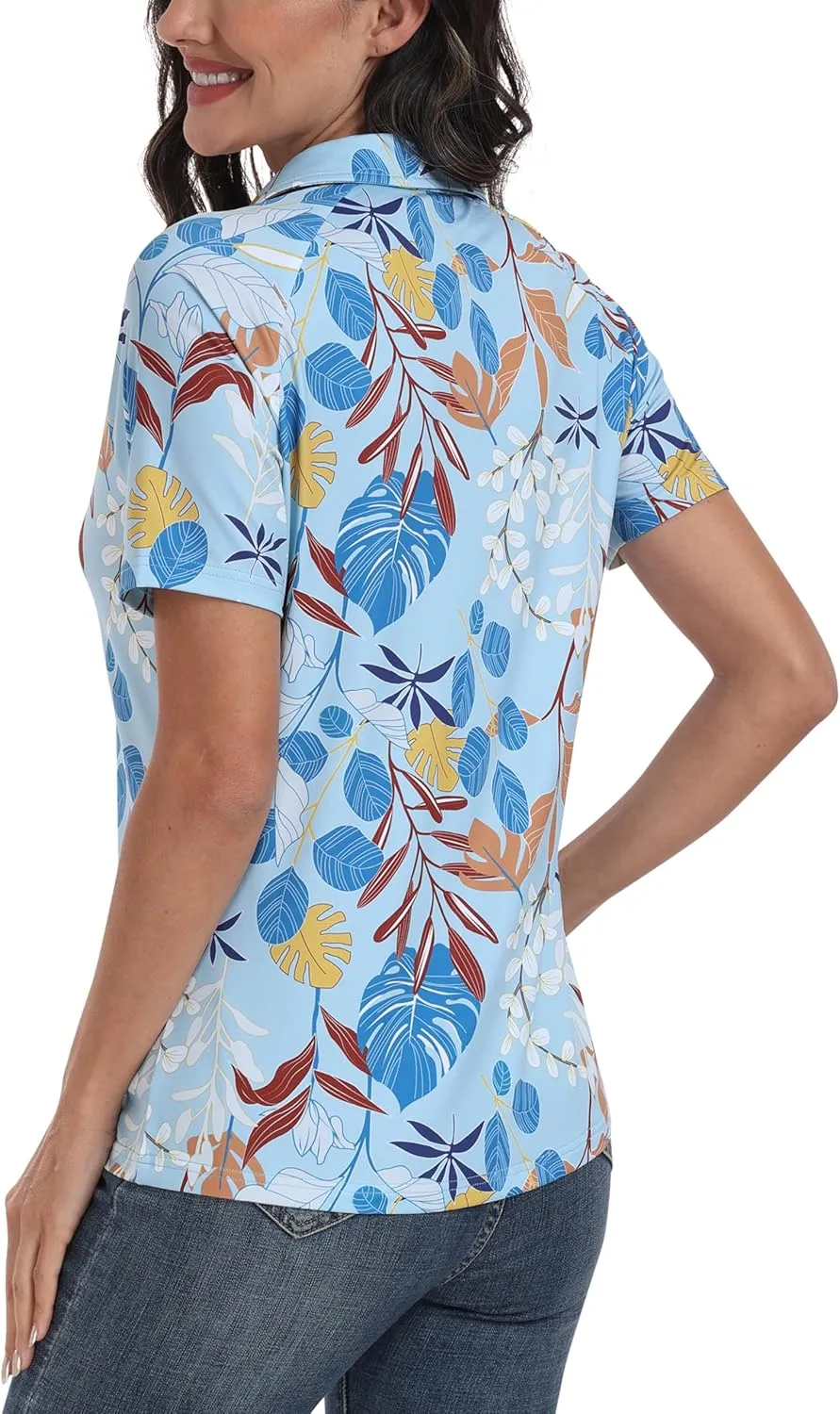 MoFiz Womens Short Sleeve Golf Polo Shirts Quick Dry Camo Lightweight UPF 50  Tennis Sports Athletic Tops Casual