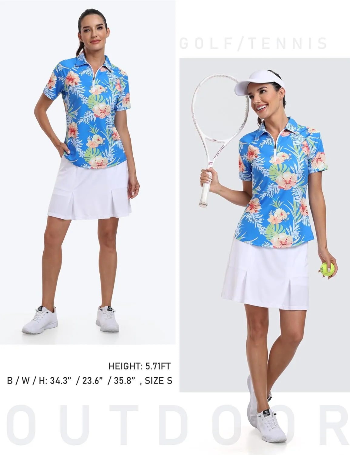 MoFiz Womens Short Sleeve Golf Polo Shirts Quick Dry Camo Lightweight UPF 50  Tennis Sports Athletic Tops Casual