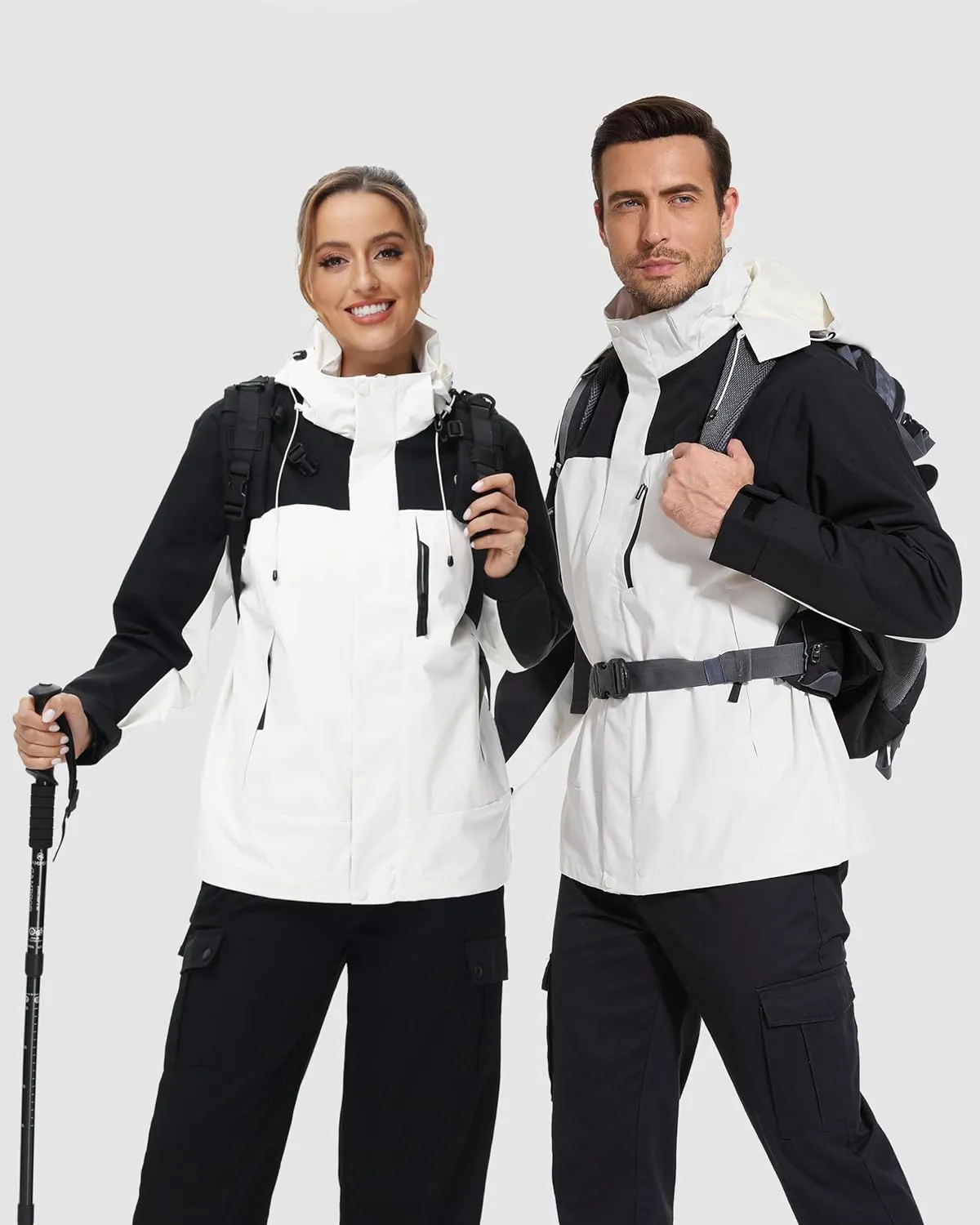 romansong 10000mm H2O Waterproof Rain Jacket Windproof Soft Shell Raincoat Windbreaker with Removable Hood