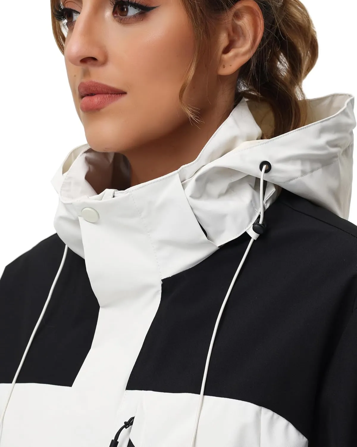 romansong 10000mm H2O Waterproof Rain Jacket Windproof Soft Shell Raincoat Windbreaker with Removable Hood