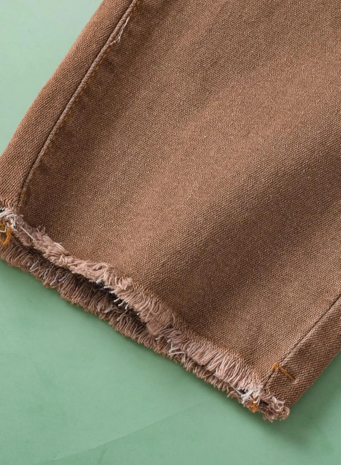 Sidefeel Women's High Waisted Jeans Strechy Fashion Raw Hem Straight Leg Ankle Denim Pants with Pockets