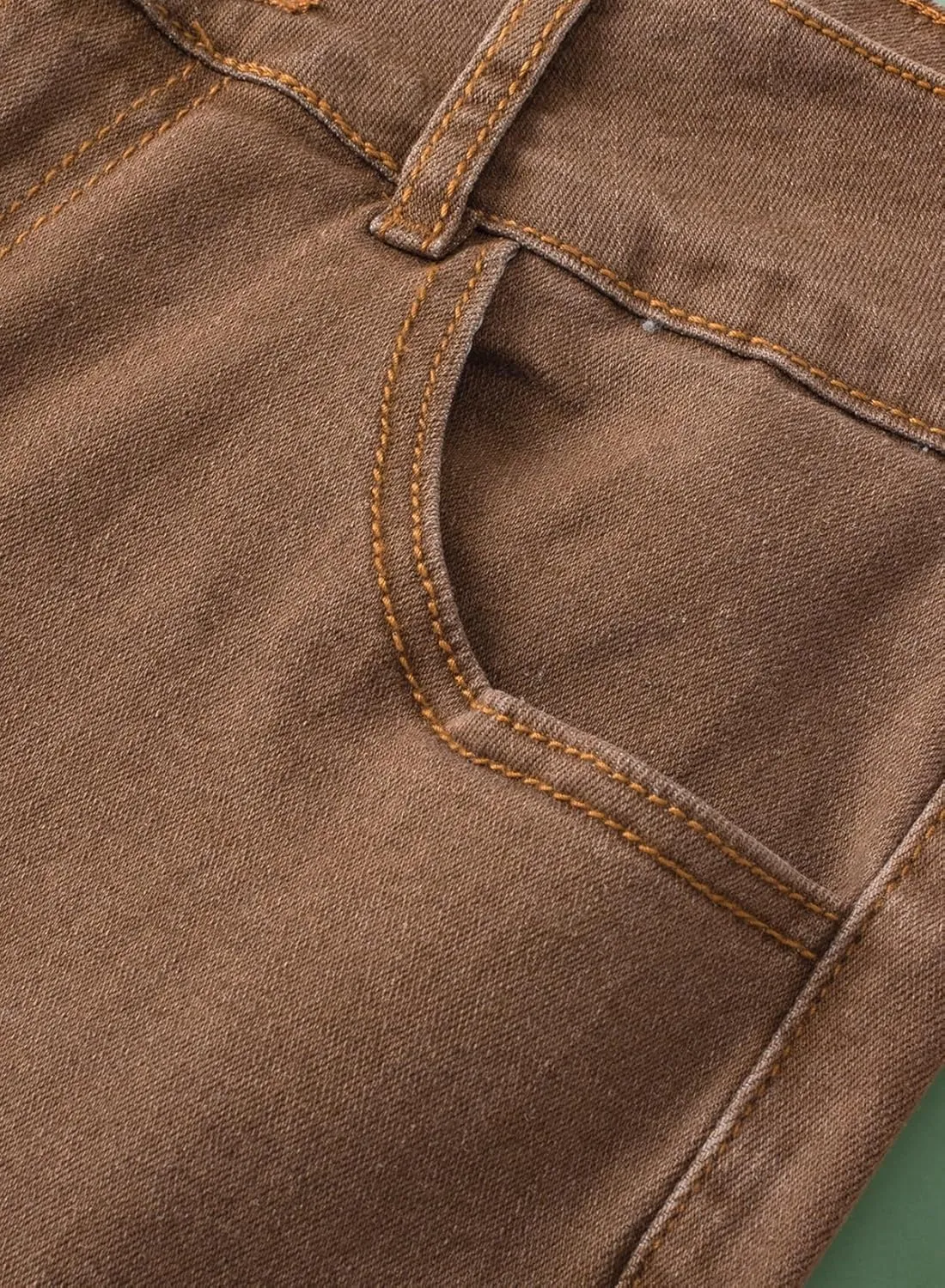 Sidefeel Women's High Waisted Jeans Strechy Fashion Raw Hem Straight Leg Ankle Denim Pants with Pockets