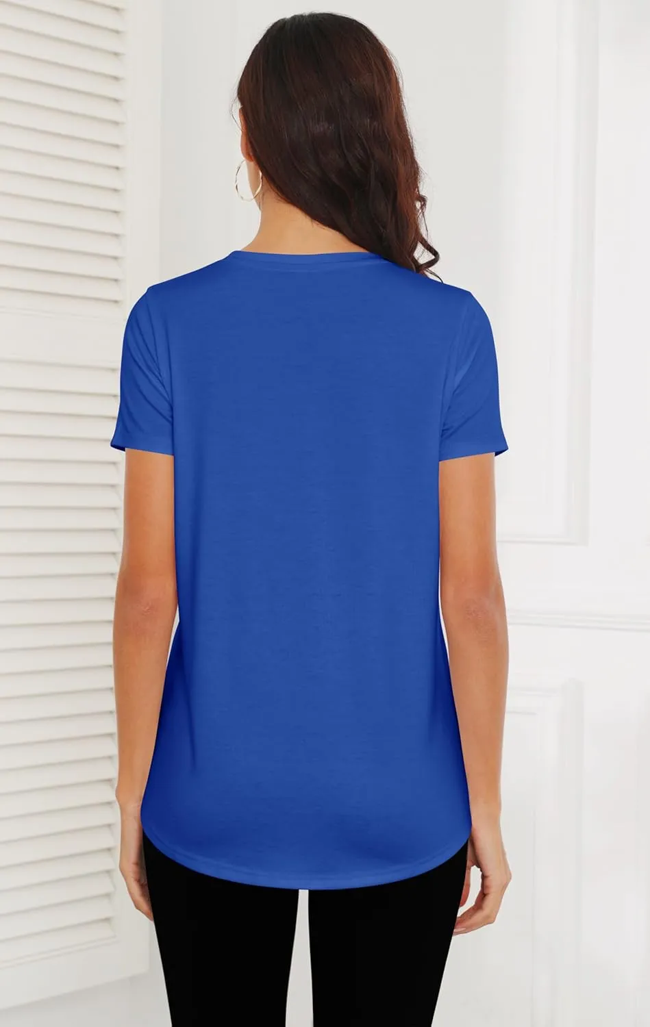 Smile Fish Women Crewneck Loose Fit Tunic Tops Short Sleeve Dressy Casual Summer Long Tee Shirts