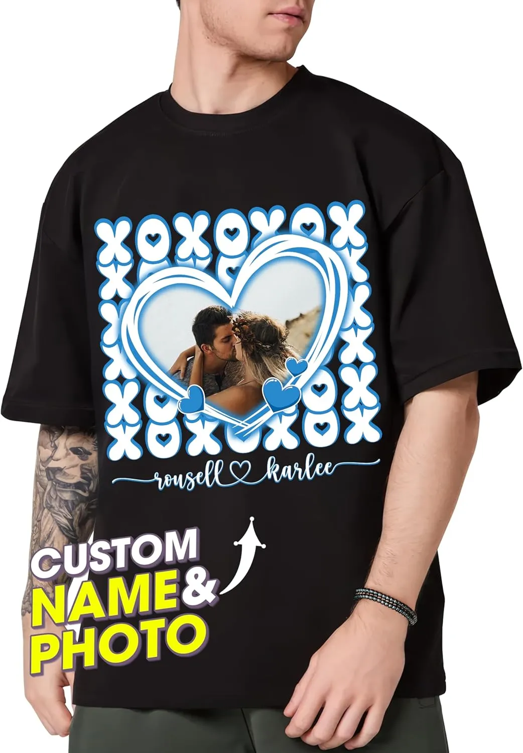Tehg & Tuhg Custom T Shirts with Picture, Vintage Bootleg Rap Tee, Boyfriend Girlfriend, Unique Gift for Birthday Anniversary