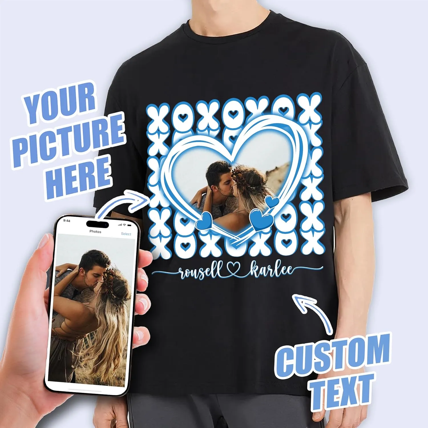 Tehg & Tuhg Custom T Shirts with Picture, Vintage Bootleg Rap Tee, Boyfriend Girlfriend, Unique Gift for Birthday Anniversary