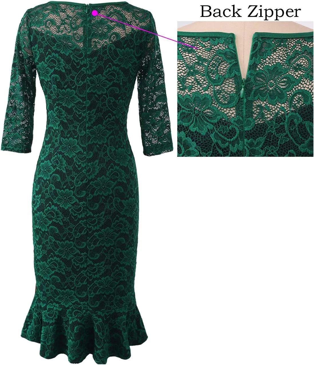 VFSHOW Womens Elegant Vintage Cocktail Party Mermaid Bodycon Midi Mid-Calf Dress