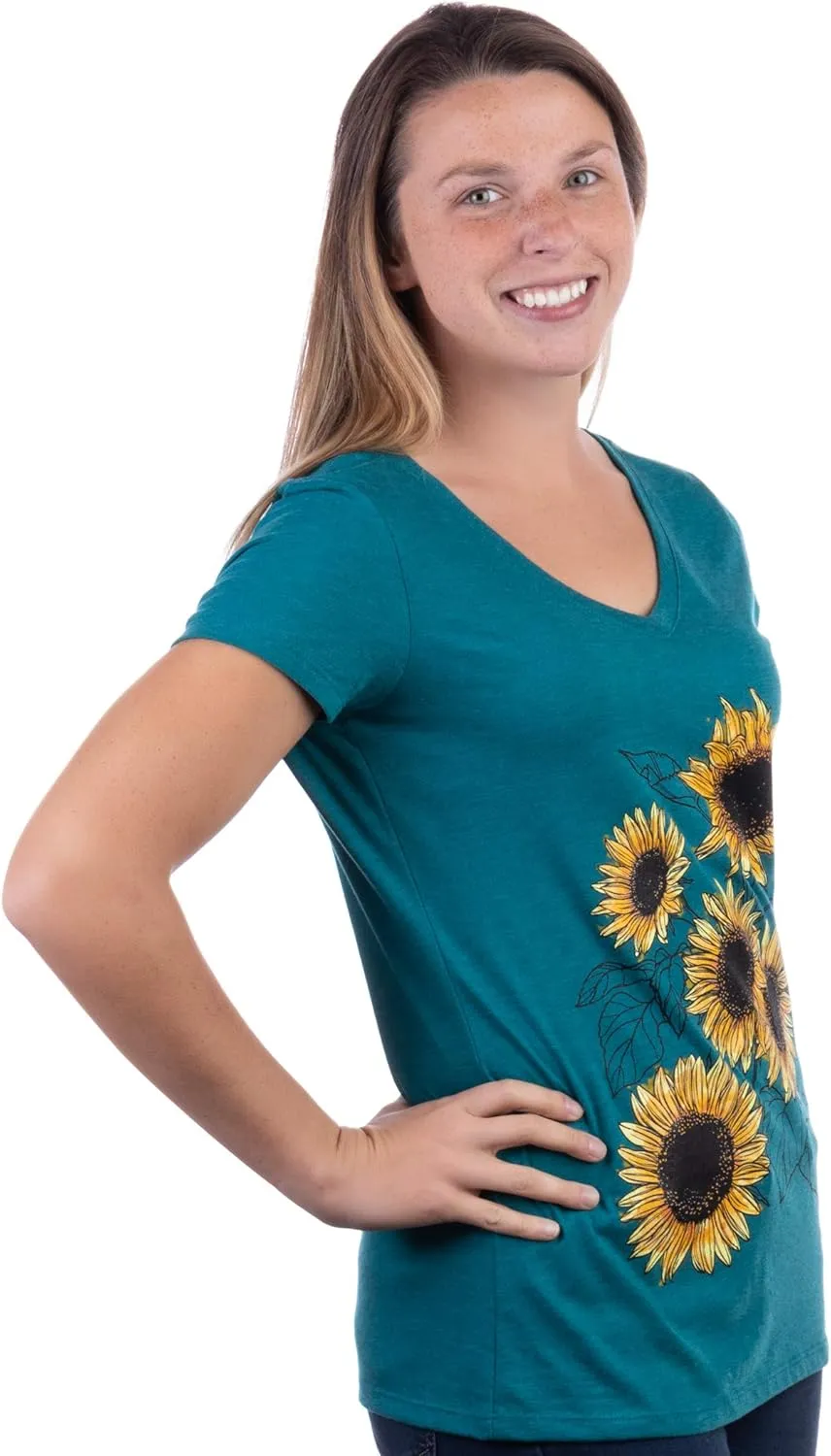 Vintage Nature Art Print - Cool Unique Illustration V-Neck T-Shirt Top Tee for Women