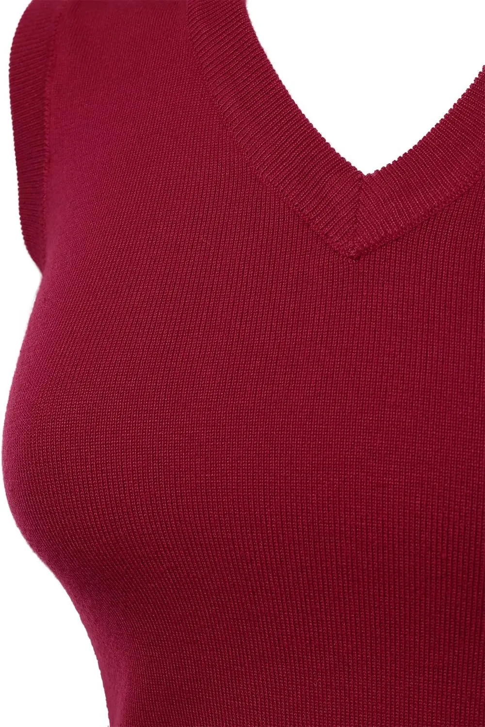 Women Solid Classic V-Neck Sleeveless Pullover Sweater Vest Top