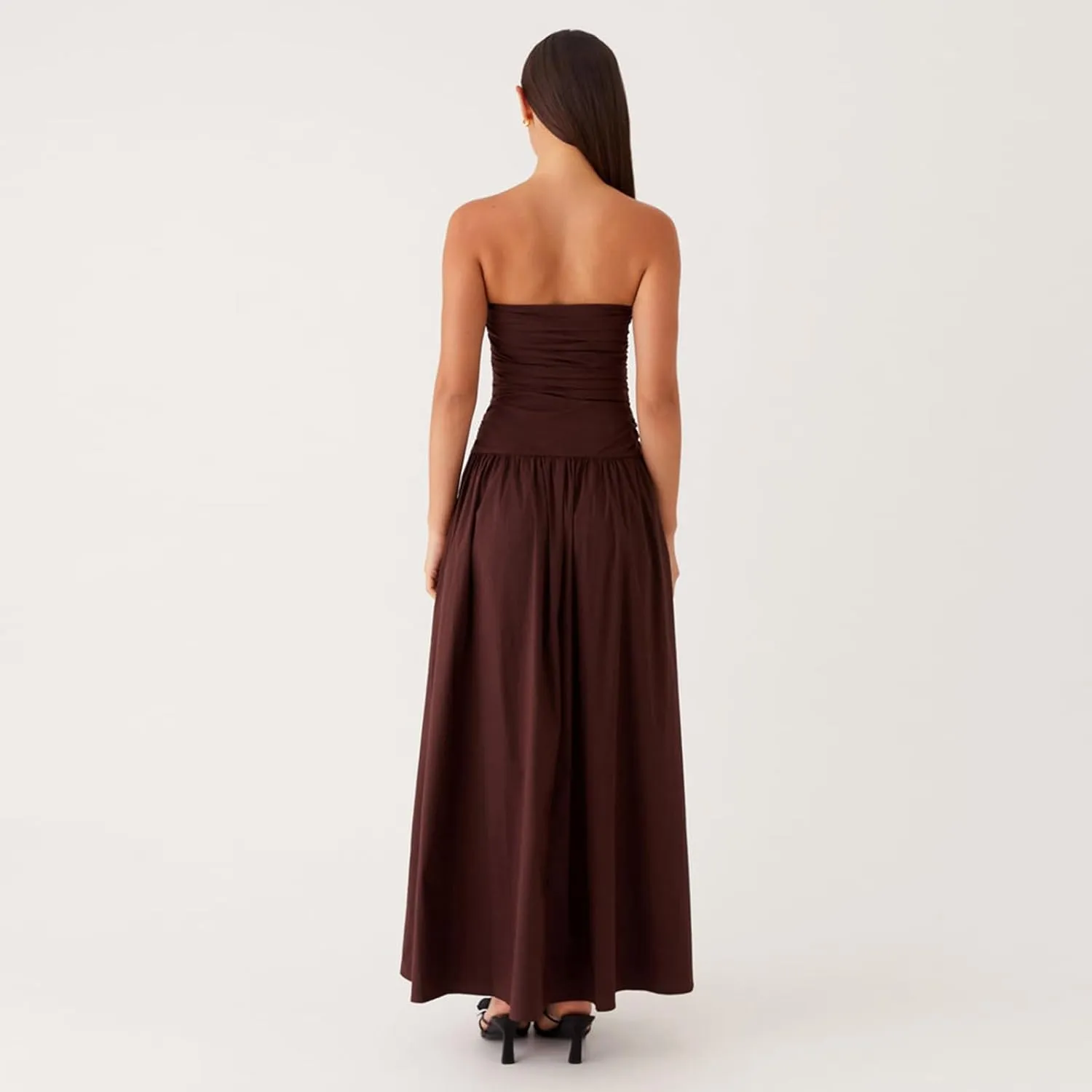 Women Tube Top Maxi Dress 2025 Elegant Sleeveless Strapless Ruched Flowy Summer Long Wedding Party Cocktail Dresses