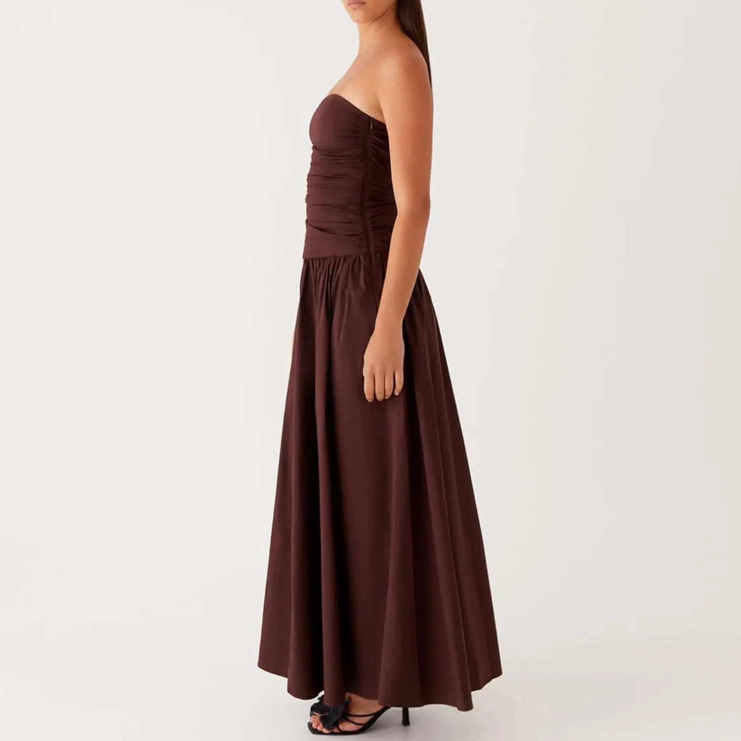Women Tube Top Maxi Dress 2025 Elegant Sleeveless Strapless Ruched Flowy Summer Long Wedding Party Cocktail Dresses