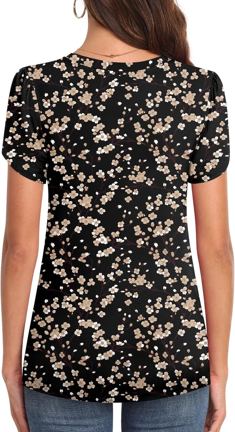 Womens 2025 Summer Tops Casual Twist Front Blouses Short Sleeve Tshirts Fitting Tunic S-3XL