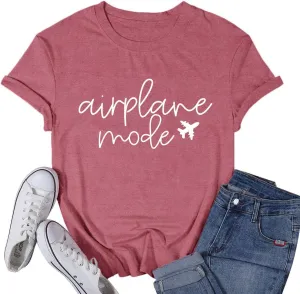 Womens Airplane Mode Shirt Traveling Tshirt Travel Lover Tee Tops