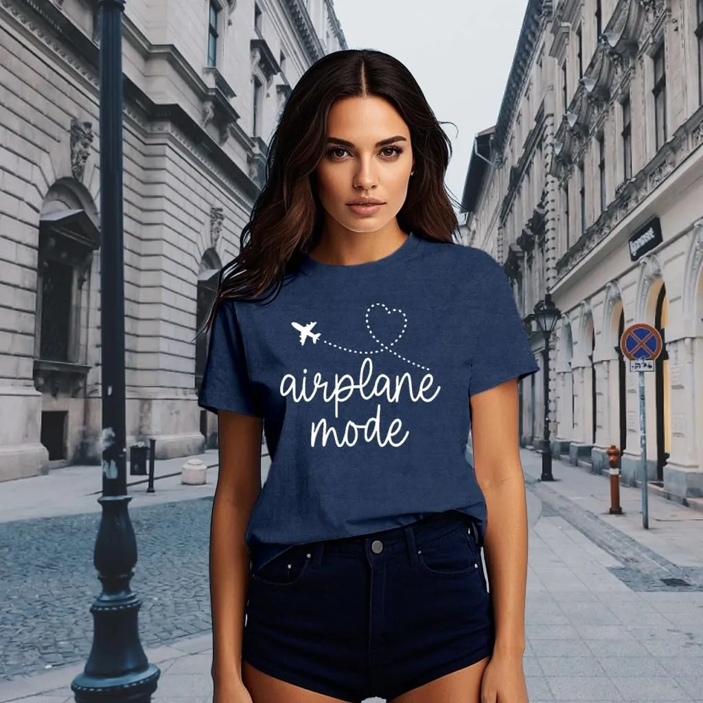 Womens Airplane Mode Shirt Traveling Tshirt Travel Lover Tee Tops