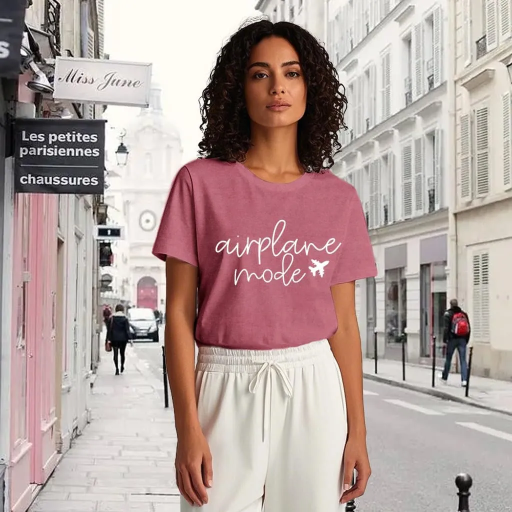 Womens Airplane Mode Shirt Traveling Tshirt Travel Lover Tee Tops
