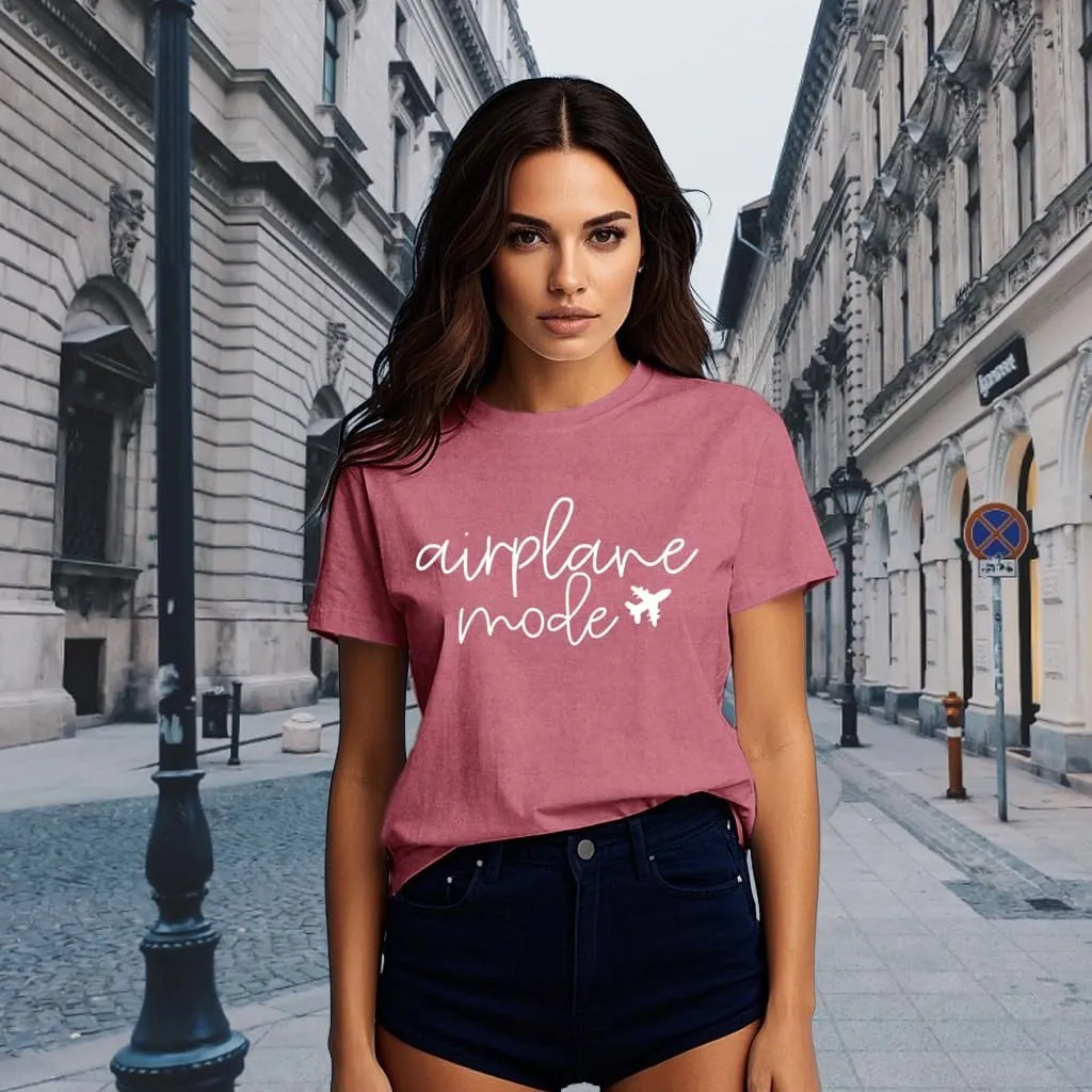 Womens Airplane Mode Shirt Traveling Tshirt Travel Lover Tee Tops