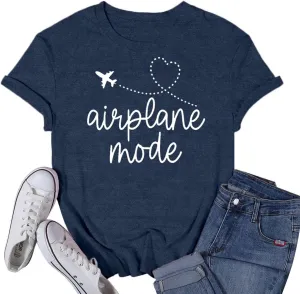 Womens Airplane Mode Shirt Traveling Tshirt Travel Lover Tee Tops