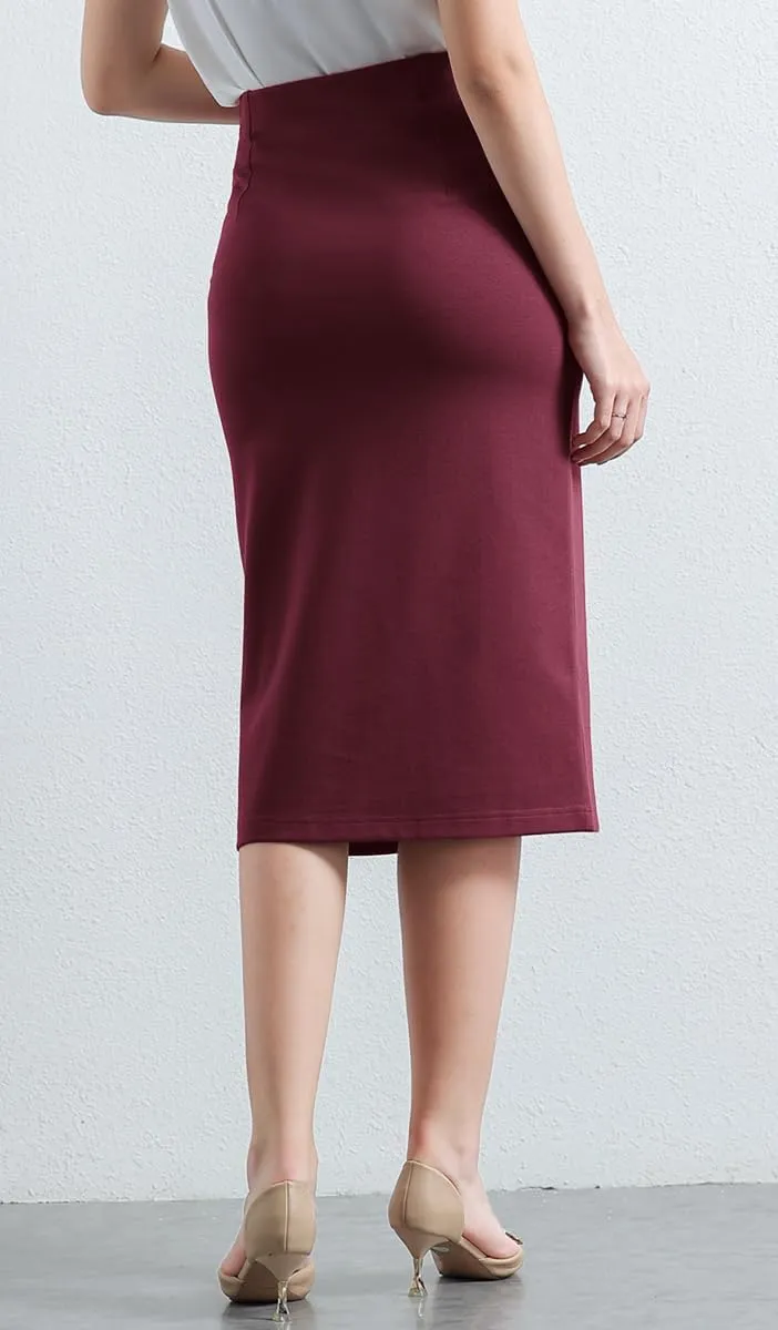 Womens Classic Below Knee Pencil Skirt Stretch Line Midi Skirt of Business Casual Outfits