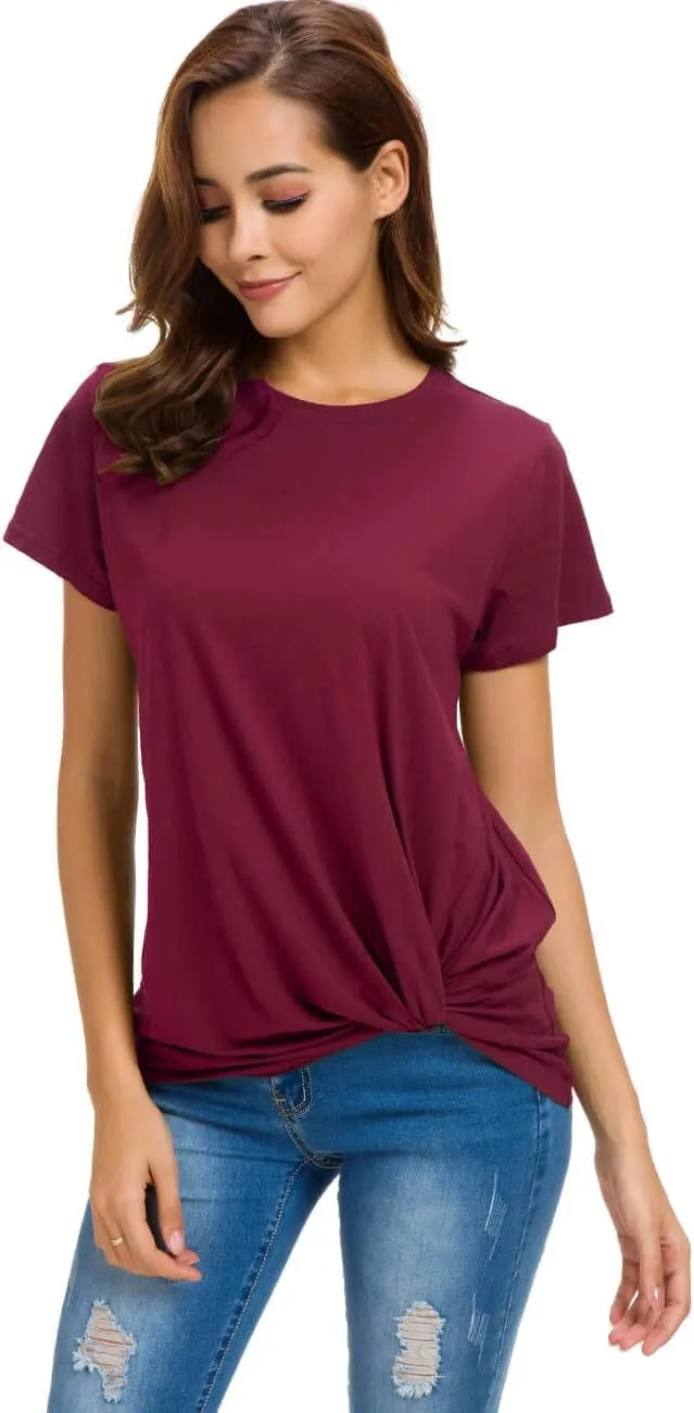 Womens Cotton T-Shirts Casual Short Sleeve Loose Fitting Tunic Basic Tee Tops