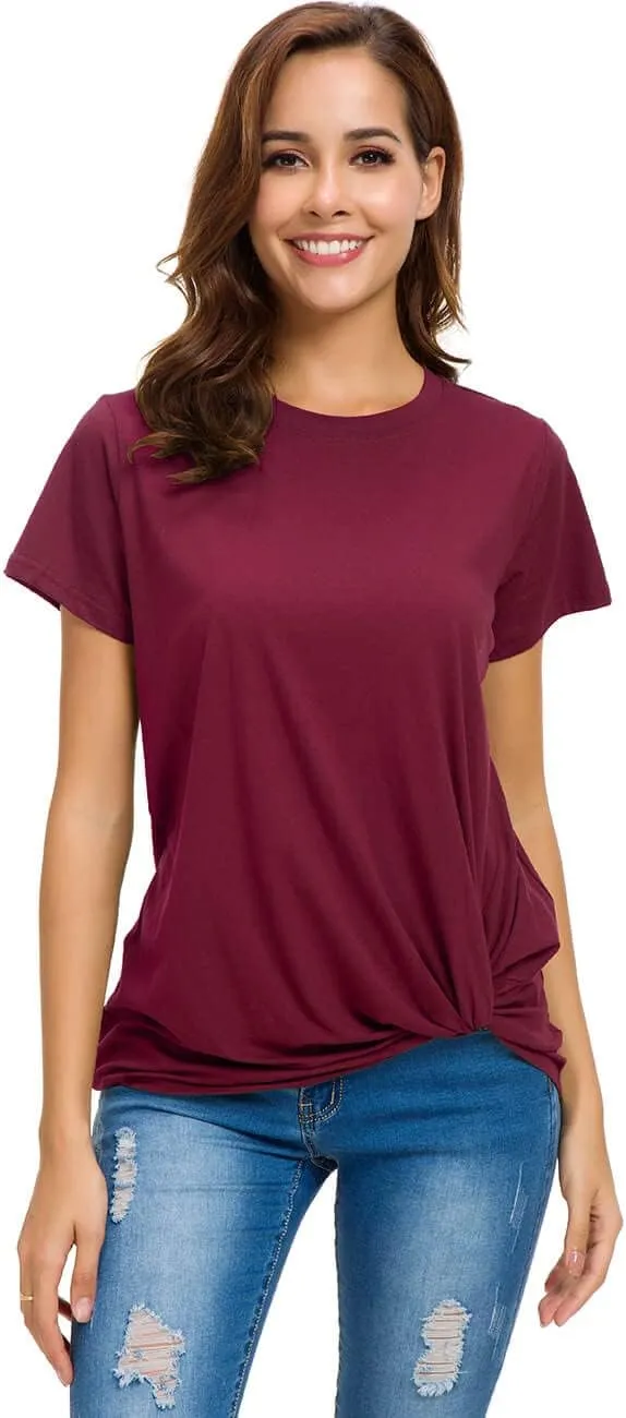 Womens Cotton T-Shirts Casual Short Sleeve Loose Fitting Tunic Basic Tee Tops