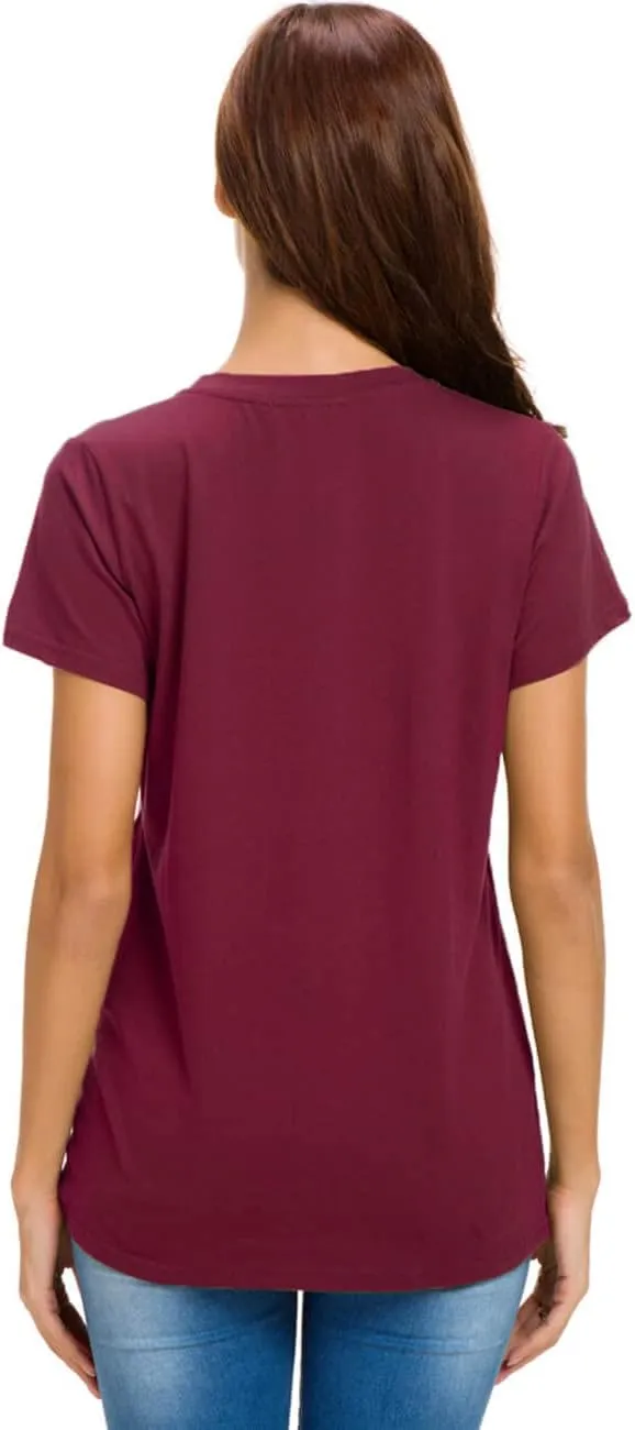 Womens Cotton T-Shirts Casual Short Sleeve Loose Fitting Tunic Basic Tee Tops