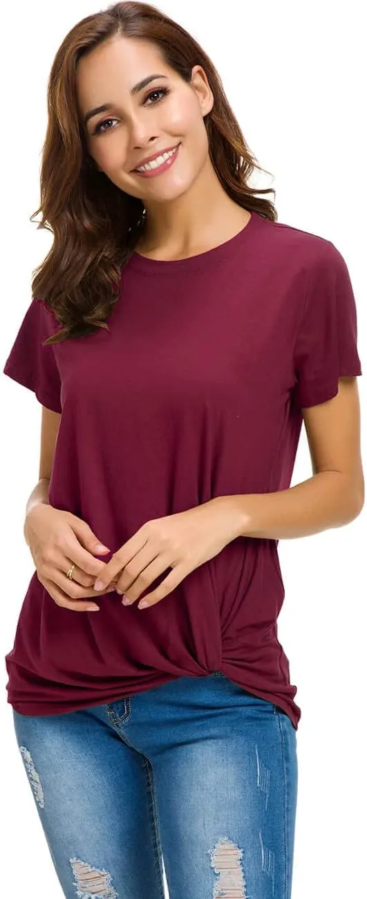 Womens Cotton T-Shirts Casual Short Sleeve Loose Fitting Tunic Basic Tee Tops