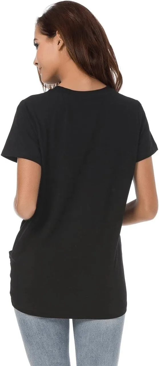 Womens Cotton T-Shirts Casual Short Sleeve Loose Fitting Tunic Basic Tee Tops