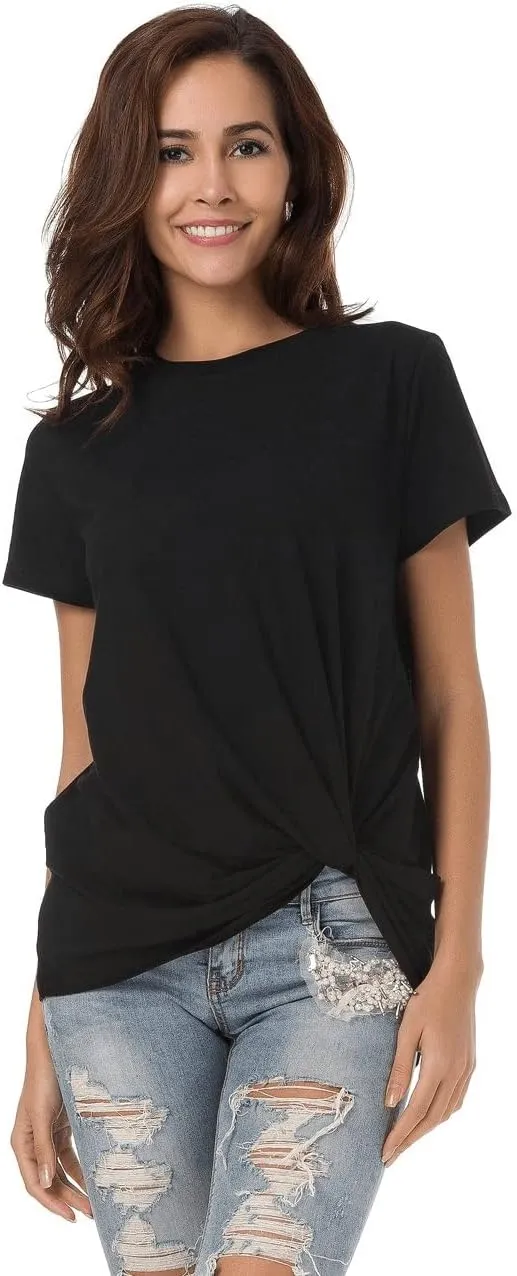 Womens Cotton T-Shirts Casual Short Sleeve Loose Fitting Tunic Basic Tee Tops