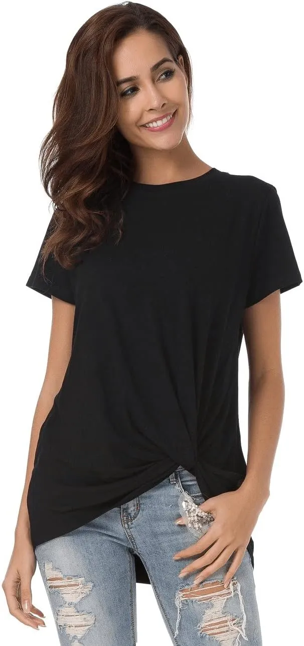 Womens Cotton T-Shirts Casual Short Sleeve Loose Fitting Tunic Basic Tee Tops