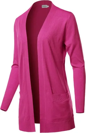 Women's Long Sleeve Soft Popcorn Knit Sweater Open Front Cardigan Outwear with Pockets