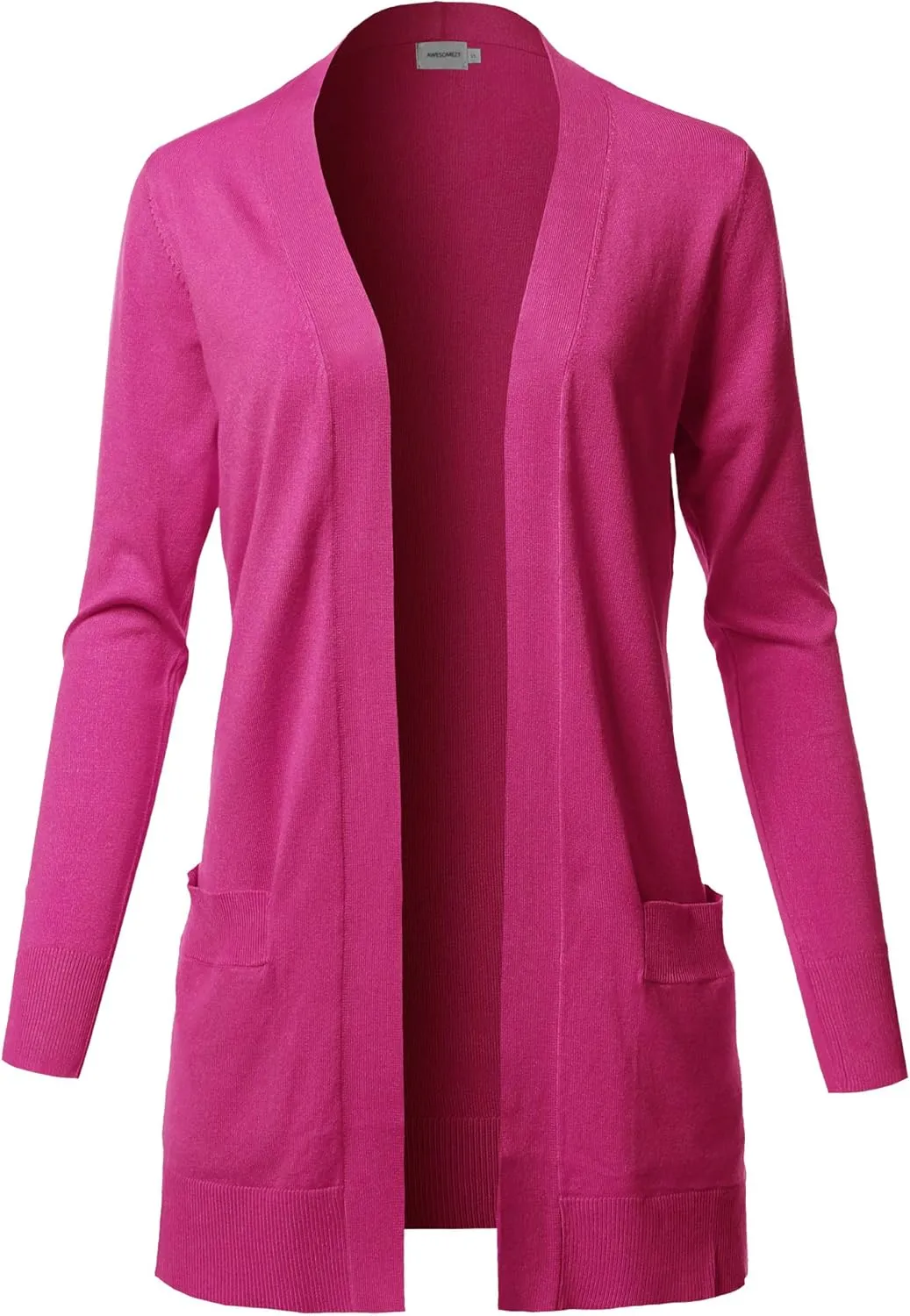 Women's Long Sleeve Soft Popcorn Knit Sweater Open Front Cardigan Outwear with Pockets